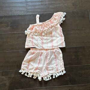 Rare Editions Pink and White Striped Dress